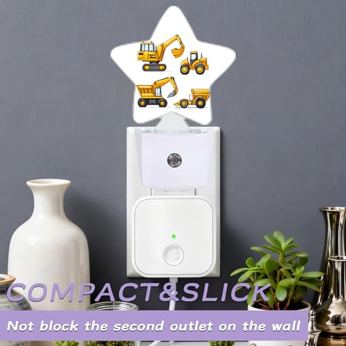 Image of Nightlight,Cartoon Construction Vehicles Decorative Night Lights Plug Into Wall,Night Light with Auto Sensor for Bedroom,Nursery,Hallway,Stairway,Gifts