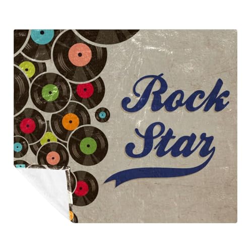 Couverture polaire rock vintage en microfibre douce premium pour lit 150x200cm