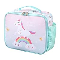 KEAIDUO Lunch Bag for Girls - Insulated Lunch Tote Bag for Kids Portable Cooler Lunch Box for School with Bottle Holder and Water-Resistant Lining Rainbow Unicorn