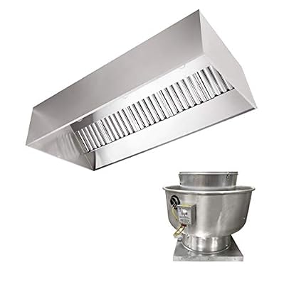 Stainless Steel Commercial Exhaust Only Hood System, Includes Stainless Steel Exhaust Only Hood, Rooftop Exhaust Fan, and Roof Curb (5' Wall Exhaust Only Hood & Fan)