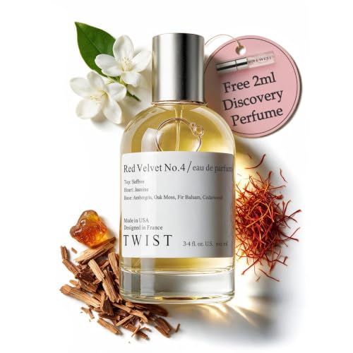 Twist - Red Velvet No. 4 - Eau De Parfum Inspired by MFK Baccarat Rouge 540, Long-Lasting Perfume For Women &amp; Men, Paraben Free, Vegan, Clean Ingredients, Unisex - Spray 100 ml | 3.4 fl. oz.