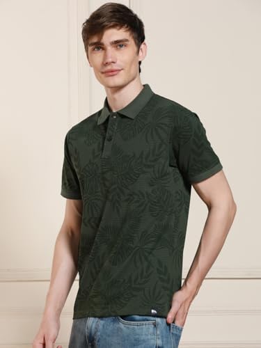 Image of Dennis Lingo Mens Printed Polo Neck Half Sleeves Regular Fit T-Shirts