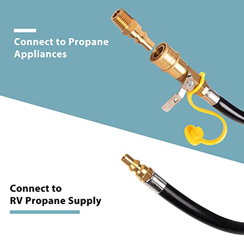 Shinestar Rv Propane Quick Connect Kit, 12Ft Quick Connect Propane Hose & 1/4" Quick-Disconnect Propane Adapter Fitting #TOP1