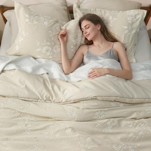 Image of PHF Cotton Jacquard Comforter Set King, Soft Breathable, Oak