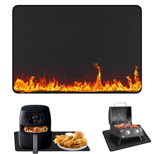 60 x 40cm Tapete Ignífugo,Material PU Alfombrilla Ignífuga Barbacoa Protectora,Tapete Plegable de Silicona Ignífugo,Alfombrilla Impermeable para Barbacoa para Cafeteras,Freidoras de Aire y Microondas
