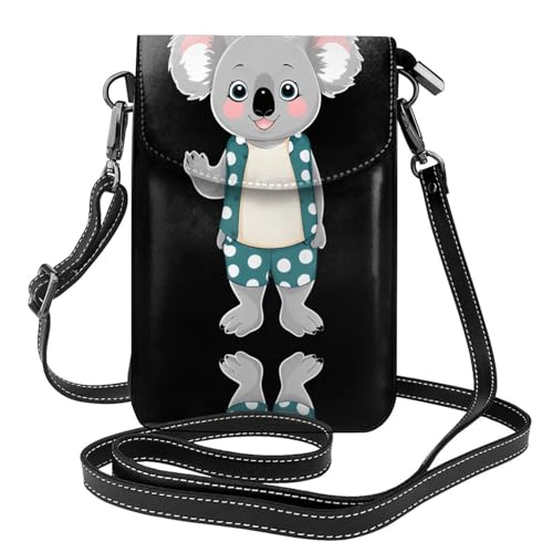 Petit sac à bandoulière pour téléphone en cuir imprimé koala 19x12cm
