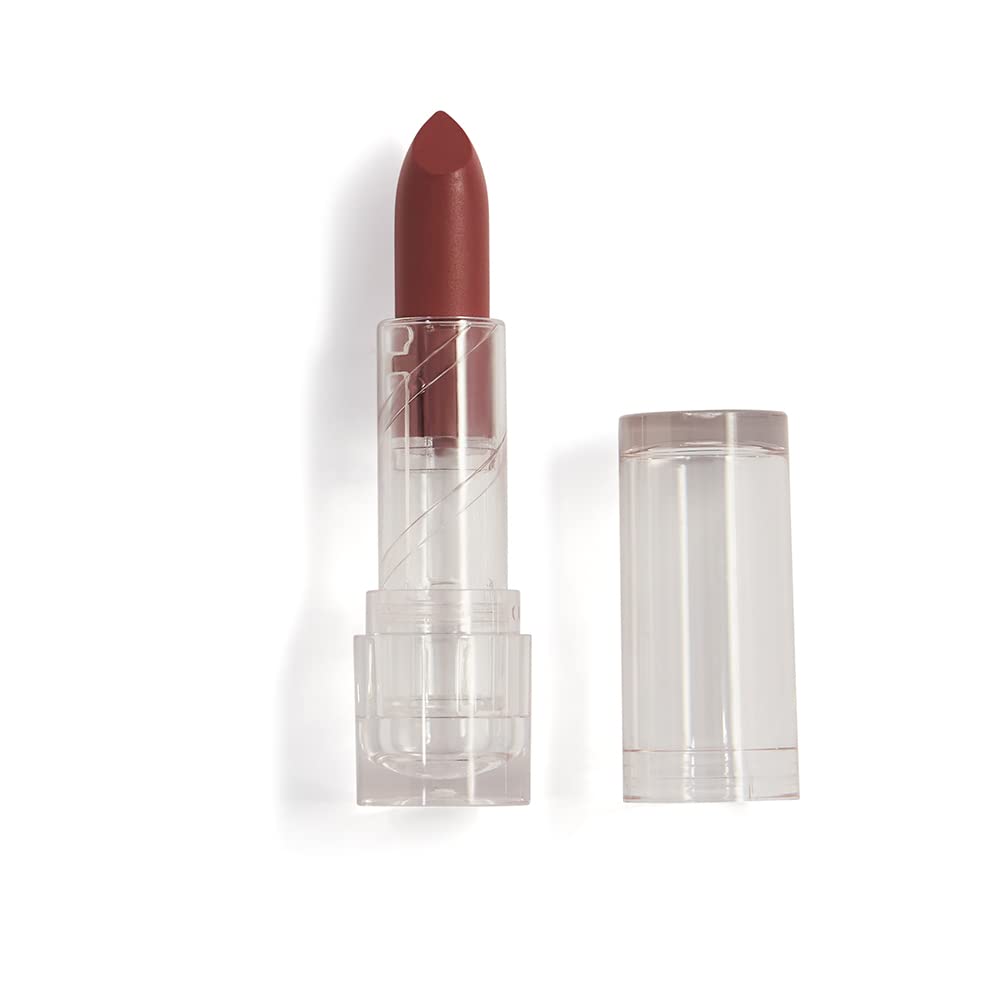 Makeup Revolution Lipstick Light Red Non-Sticky, High Shine, Cream & Matte Finishes Waterproof & Smudge Proof | Long Lasting | Cruelty Free (Create Brown)