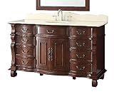 Benton Collection 60 inch Traditional Style Hopkinton Bathroom Vanity (60'' Vanity with Cream top)