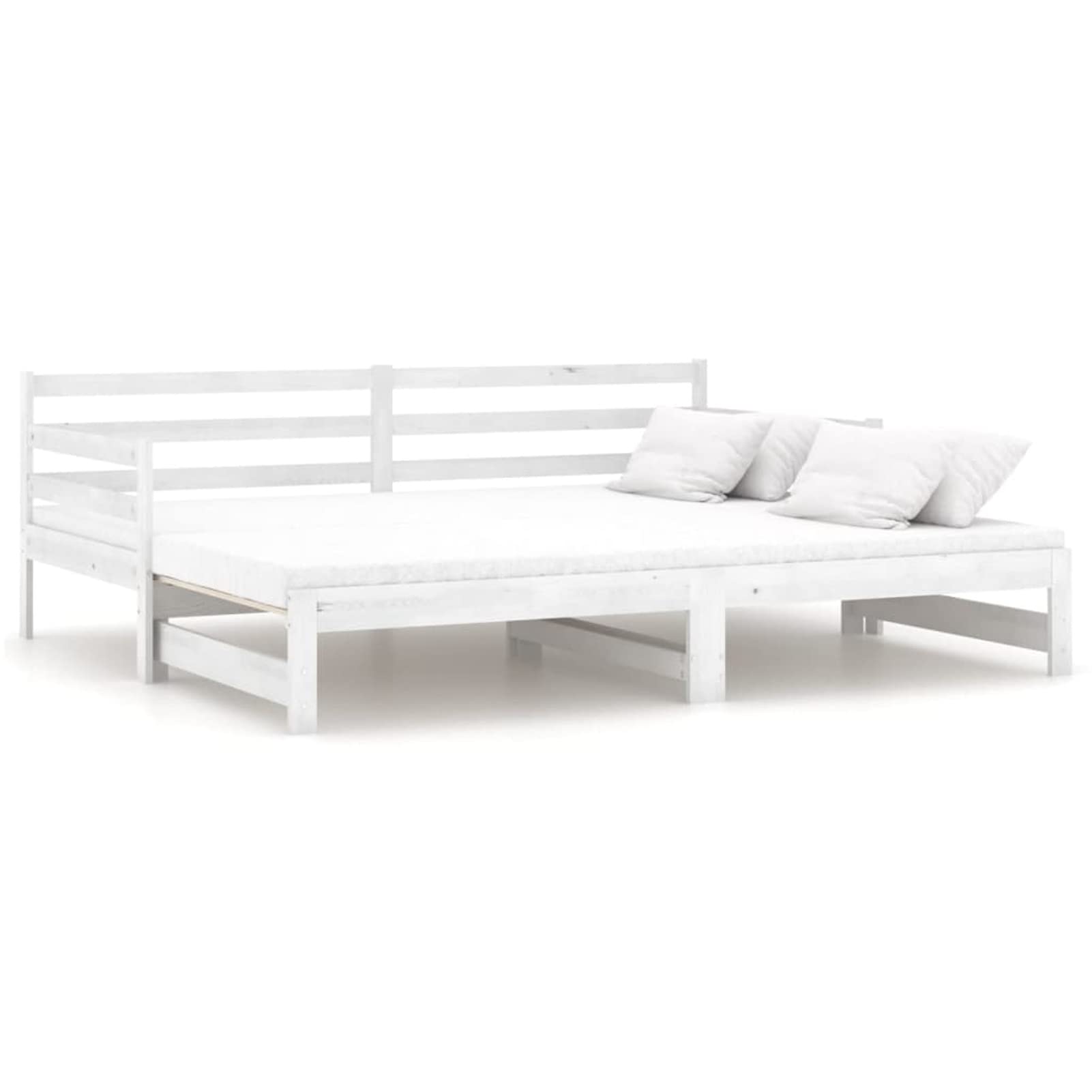 Festnight canape Convertibles,canapé-lit 2 Places,bz Convertible 2 Places,lit Banquette,lit Coulissant 2 Personnes,Lit Double en Bois pour Adultes Enfants- 2X(90x200) -Blanc-Type 1