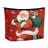 Bolsa de regalo navideña de Papá Noel con diseño de copo de nieve, neceser de maquillaje, organizador de artículos de aseo de viaje, estuche de cosméticos para mujeres, regalos de cumpleaños para mamá