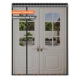 Sliding Magnetic Screen Door with Track Closure, Thicker 265g/γ‘ Reinforced Mesh, Retractable Privacy Curtain, Door Screen Magnetic Closure for Sliding & French Doors (Black, 72 * 80IN)
