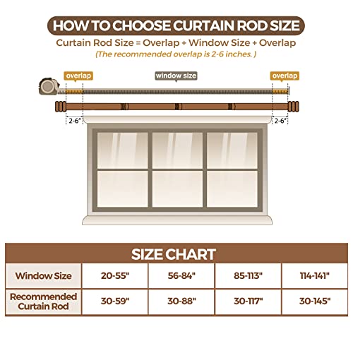 Kamanina 1 Inch Curtain Rod 30 To 117 Inch(2.5-9.6Ft) Black Single Curtain Rods For Windows 85 To 113 Inches, Splicing Adjustable Drapery Rod With Cap End #TOP5