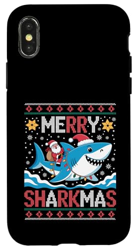 Merry Sharkmas AO[Z[^[ T^ CfBO V[N Cgt X}zP[X iPhone X/XS p