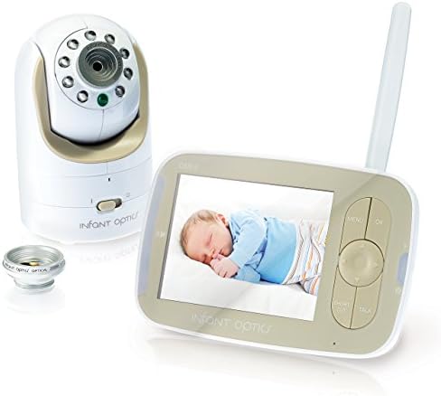 Infant Optics DXR-8 480p Video Baby Monitor, Non-WiFi Hack-Proof FHSS Connection, Interchangeable Lenses, Pan Tilt Zoom, LED Sound Bar, Night Vision, and Two-Way Talk.
