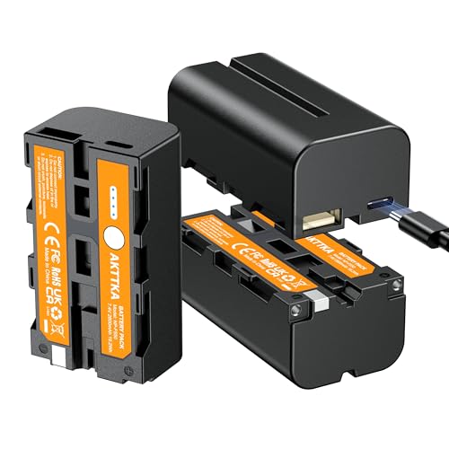 Batterie NP-F550 USB-C lot de 3 accus 2600mAh pour éclairage LED et moniteur de terrain vidéo