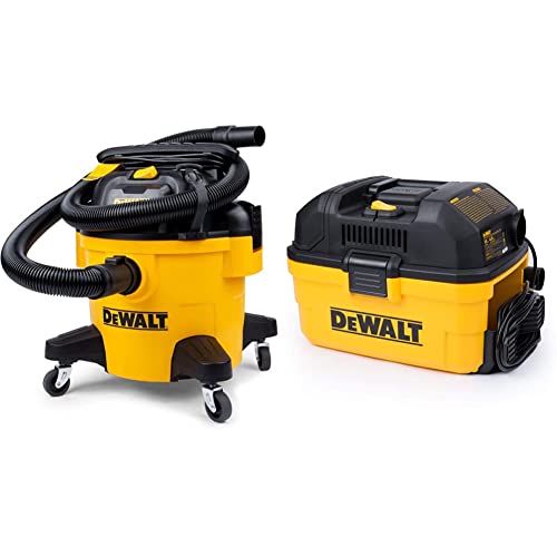 DEWALT DXV06P 6 Gallon Poly Wet/Dry Vac, Yellow & DXV04T Portable 4 Gallon Wet/Dry Vaccum, Yellow