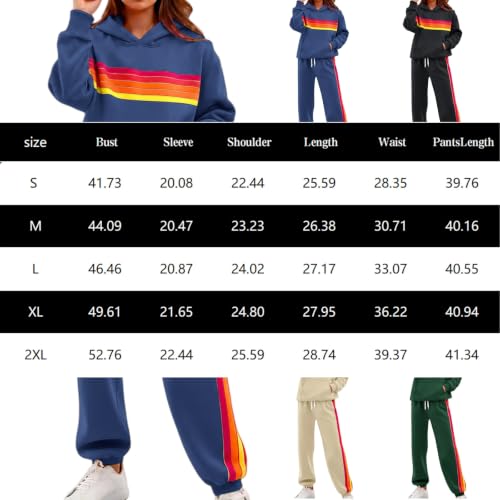 ZWRXW 2 Piece Sets for Women Rainbow Striped Lounge Set Matching Sweat Set - image 4