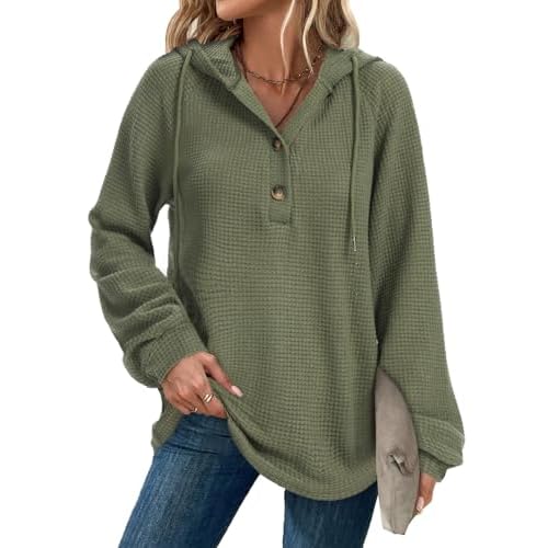 Womens Oversized Waffle Knit Hoodies Sweatshirt