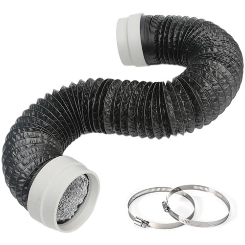 3FT Dryer Vent Hose, 4 Inch Rubber Seal Connectors with Flexible Dryer Vent Exhaust Duct Hose for Tight Space, Extra Thick 6-Layer Heavy Aluminum Foil Ducting Kit with 2 Clamps