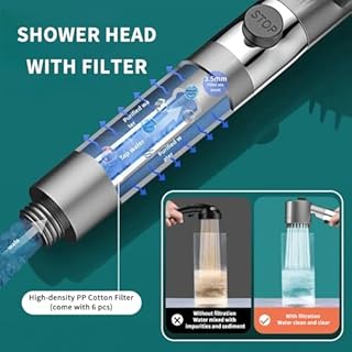 Ion Drops Filtered Shower Head, 2026 NEW Ion Drops Shower Head with 59in Hose/Bracket, Adjustable Filtered Showerhead with 5 Filter Replacements, Built-in Flash Mode for Bathroom Cleaning