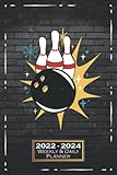 Weekly & Daily Planner 2022-2024: 6x9 | From July 2022 to June 2024 | One Week on a Double Page | From Sunday to Saturday | Bowling Hobby Fun | qx3