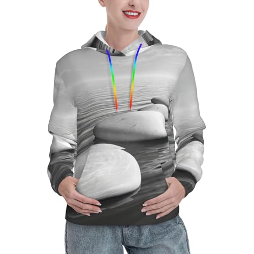 Sweat à capuche et imprimé pierres zen grises, le cadeau d'automne pour femme