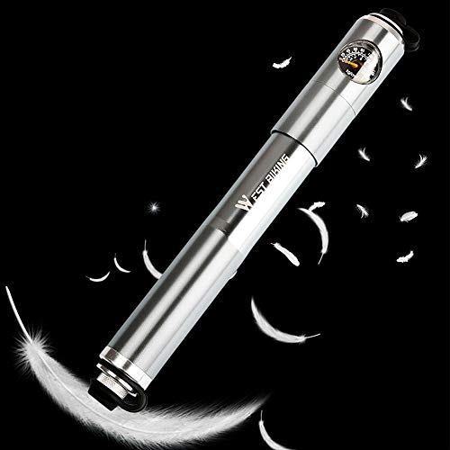 Bomba de bicicleta, Romacci Mangueira de bomba de ar manual de bomba de bicicleta 160 PSI Medidor de