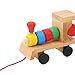 Produktbild LIGHTBLUE Hellblaue hölzerne geometrische Blöcke Zug Gebäude Stacking Set Spielzeug Montage ziehen entlang Puzzle für Kinder