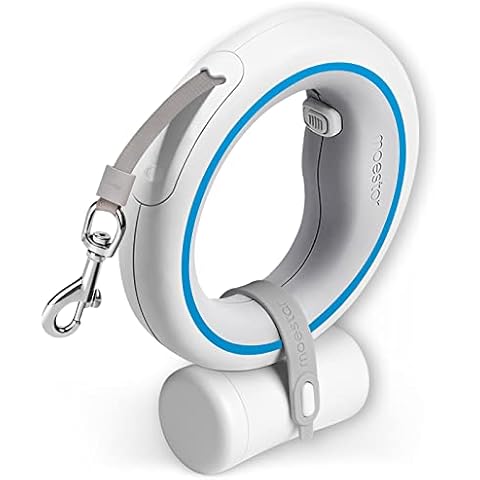 Hände Frei Einziehbare Hundeleine mit Hundekotbeutel-Halter moestar UFO Rollleine 3m Nylonband 360° Verwicklungfreie Einhand Bremse Pause Lock Hundeleine Ausziehbar Cover