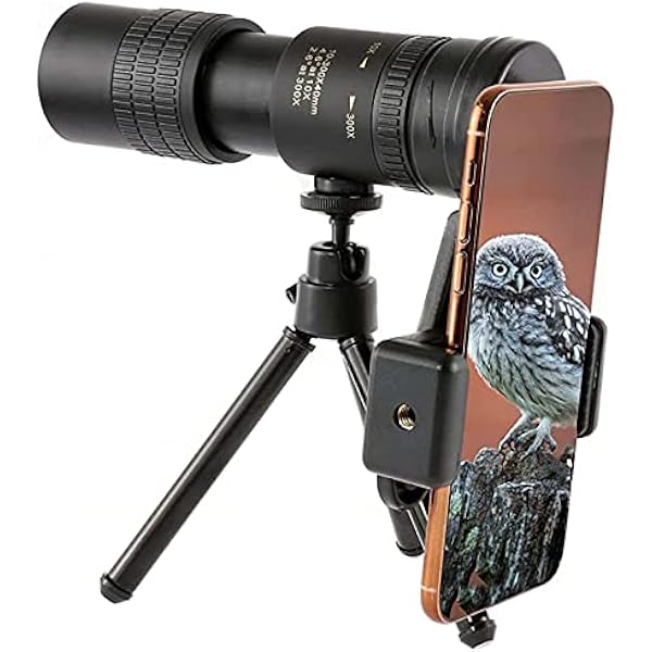 Teleskop monokularowy z zoomem optycznym 4k 10-300x40mm HD dla dorosłych, teleskop monokularowy z pryzmatem dużej mocy Wodoodporny monokular HD z uchwytem na smartfona i statywem do polowania na