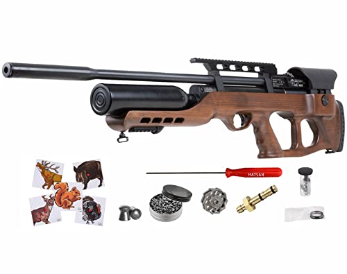 Hatsan AirMax .22 Cal Air Rifle with Pack of 250ct Pellets and 100x Paper Targets Bundle (Hardwood Stock)