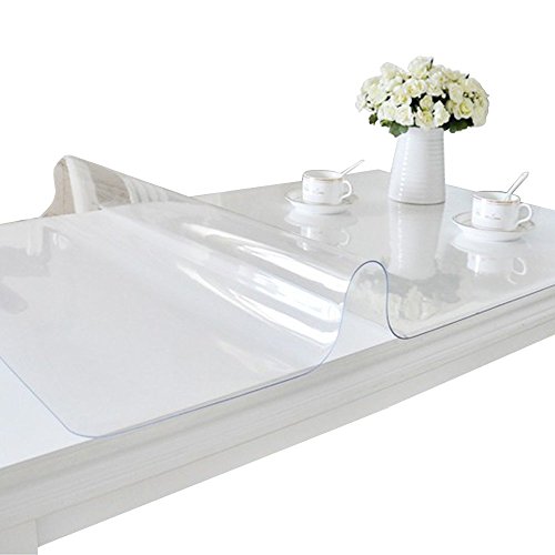 Image of ETECHMART Clear Plastic Table Cover Protector Rectangle 40 x 72'', Thick Waterproof Transparent Table Protector for Dining Table, Non-Slip Heat Resistant Clear Desk Mat for Kitchen Office Desktop