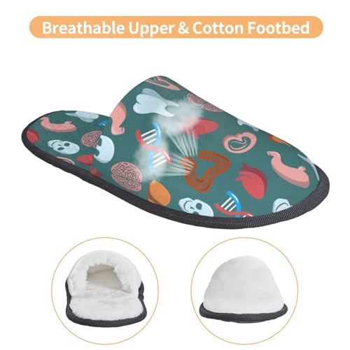 Cute Skull Organ Print Women Slippers Home Furry Shoes Keep Men Couples Shoes Warm For Women-4