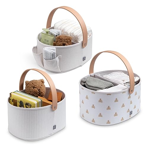 Gap babyGap 3-Pack Nested Fabric Storage Bins with Handles, Tan