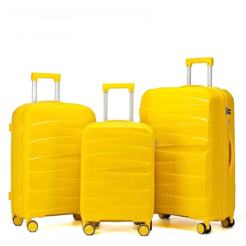 Luggage Sets(20in/24in/28in) with Spinner Wheels Hard Shell Luggage Hardside 3-Piece Set Lightweight Rolling Suitcase with TSA Lock for Travel Antique Yellow