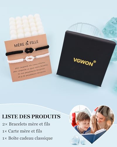 VGWON Mutter-Kind-Herren- und Damen-Handschmuck aus schwarzem und weißem Garn