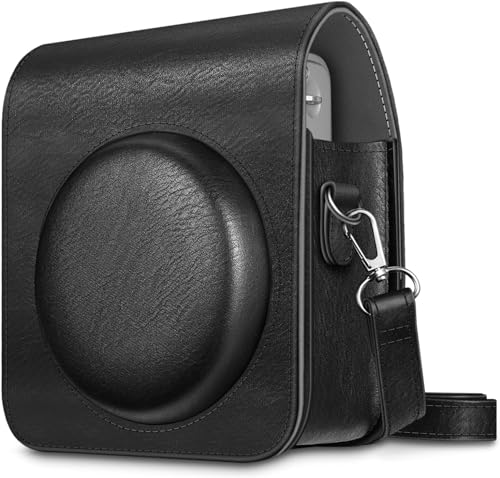 FINTIE Funda Compatible con Fujifilm Instax Mini 90 Neo Classic   Estuche Protector de Material Sintético con Correa Desmontable/Ajustable, Negro Retro