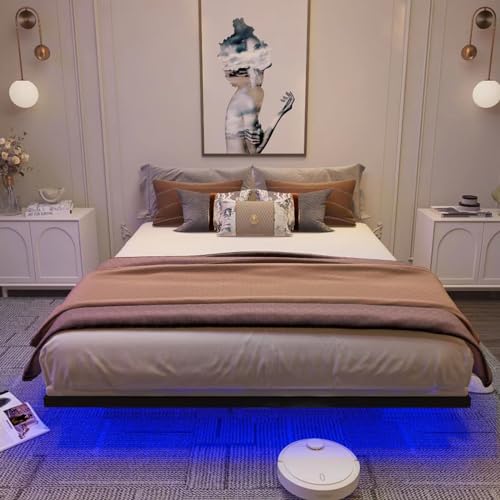 SAVOLIFE Floating Bed Frame Queen Size with LED Light, Metal Platform Bed Frame, No Box Spring Needed, Easy Assembly by SAVOLIFE - Image 8