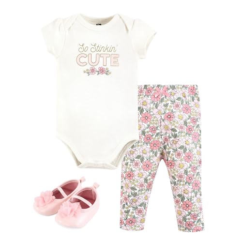 Image of Hudson Baby Unisex Baby Cotton Bodysuit, Pant and Shoe Set