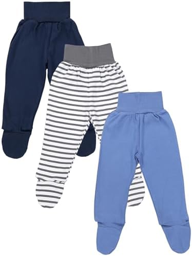 TupTam Baby Jungen Hose mit Fuß 3er Pack Baumwolle Komfortbund