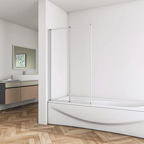 Biubiubath 2 Fold Folding Pivot Shower Bath Screen Glass Door Panel Bathroom 900x 1400mm