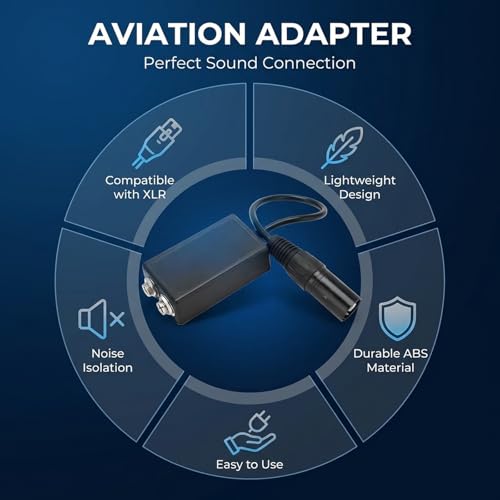 Adaptador para Auriculares de Aviación GA Dual Hembra a XLR 5 Pines miniatura 3