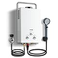 Outdoor Propane Tankless Water Heater - 6L 1.58 GPM Portable Gas Water Heater with Handle & Overheating Protection, Instant Hot Water for RV Cabin Camping Boat Barn