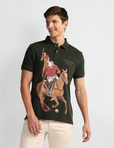 Image of U.S. Polo ASSN. Printed Polo T Shirts for Men - 100% Cotton, Half Sleeve Mens Tshirt
