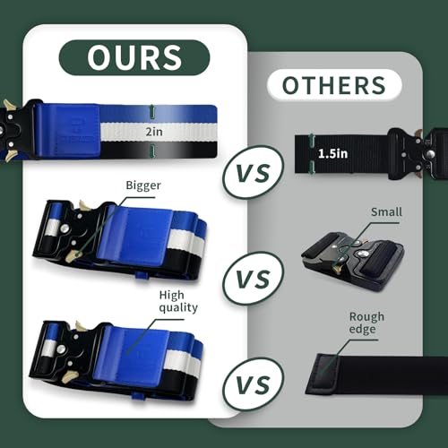 Image of Luggage Straps for Carry On, Vethers Add a Bag Travel Belt, Hands Free Luggage Helper, Adjustable and Stylish Belt with Metal Buckles for Second Bag, Tote, Airport Travel Accessory (Royal)