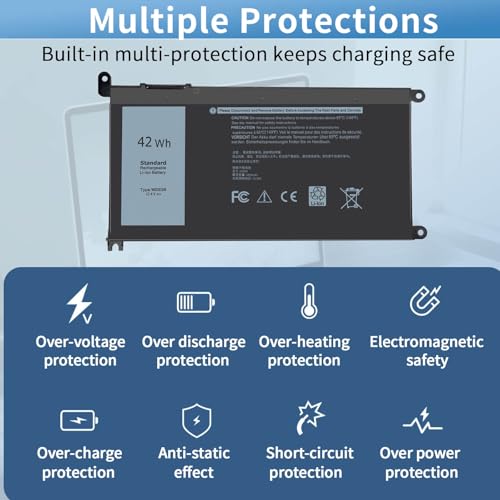 Image of 42Wh WDX0R Laptop Battery for Dell Inspiron 15 7579 7569 5578 5565 5567 5568 5570 5775 5579 7560 7570, 13 5378 5368 7375 7368 7378 , 17 5765 5767 5770 Series P69G001 P58F P58F001 P75F P66F P69G 3CRH3