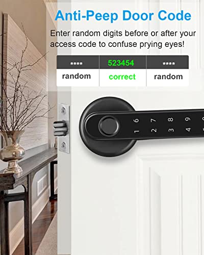 Smart Fingerprint Bluetooth App Keyless Entry Door Lock With Handle, Deadbolt Smart Lock, Electronic Keypad Door Lock For Home Hotel Office Apartment Bedroom #TOP4