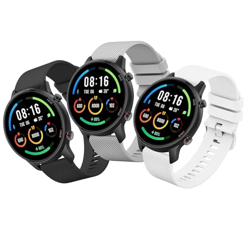 Mugust 3 Piezas Correas para Xiaomi Mi Watch/Xiaomi Watch S1/Xiaomi Watch S1 Active/Xiaomi Mi Watch Color Sport Mujer Hombre,22mm Silicona Pulseras para Xiaomi Mi Watch(Negro/Blanco/Gris)