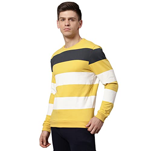 Image of Hubberholme Women's Winter Wear Cotton Blend Striped Crew Neck Pullover Sweatshirt