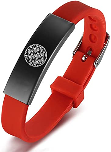 Pulsera ajustable de silicona con símbolo de curación de flor de la vida para mujeres, hombres, adolescentes, recordatorio espiritual de origen metafísico de la vida para meditación, joyería